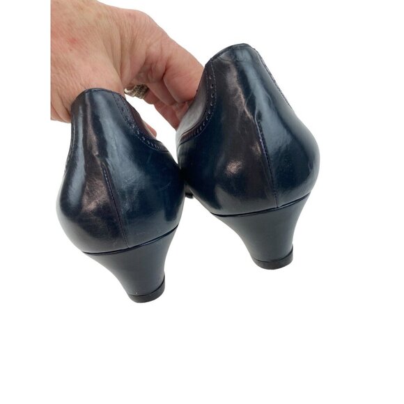 *Vintage Cole Haan Tensile Air Cap Toe Pumps Size 10AA Blue Classic Navy Italy - Picture 9 of 16